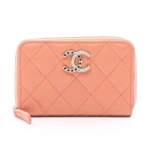 CHANEL Pink Lambskin Leather Wallet